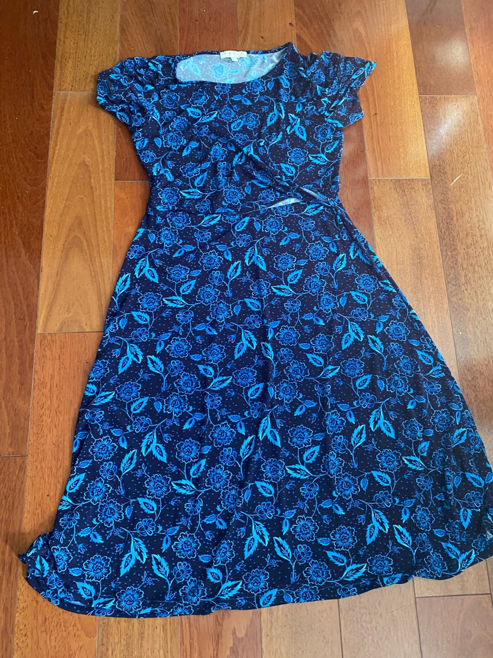 Chaus Navy and Turquoise Floral Maxi Dress